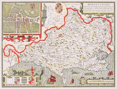 Dorsetshire, engraved by Jodocus Hondius (1563-1612) from John Speed